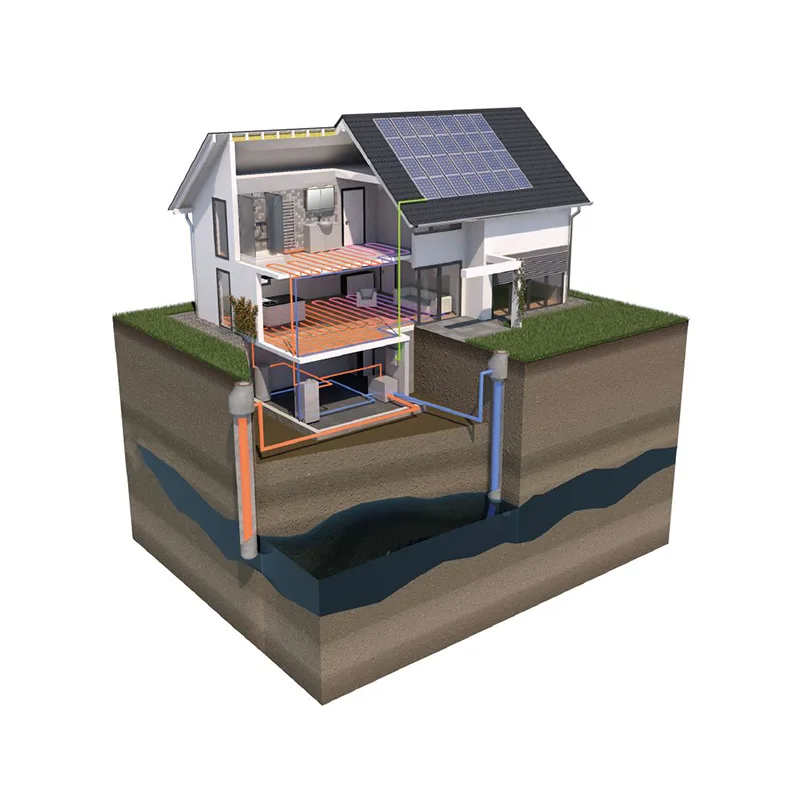 Schnittbild: Haus mit Entnahmebrunnen und Schluckbrunnen im Grundwasser